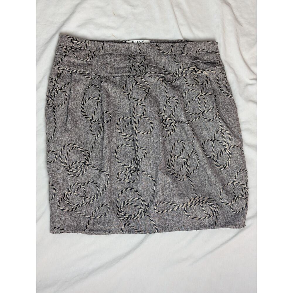 Coastal Cowgirl , Preppy Brown Tweed Skirt With Rope Detail. Romy Sz. XL